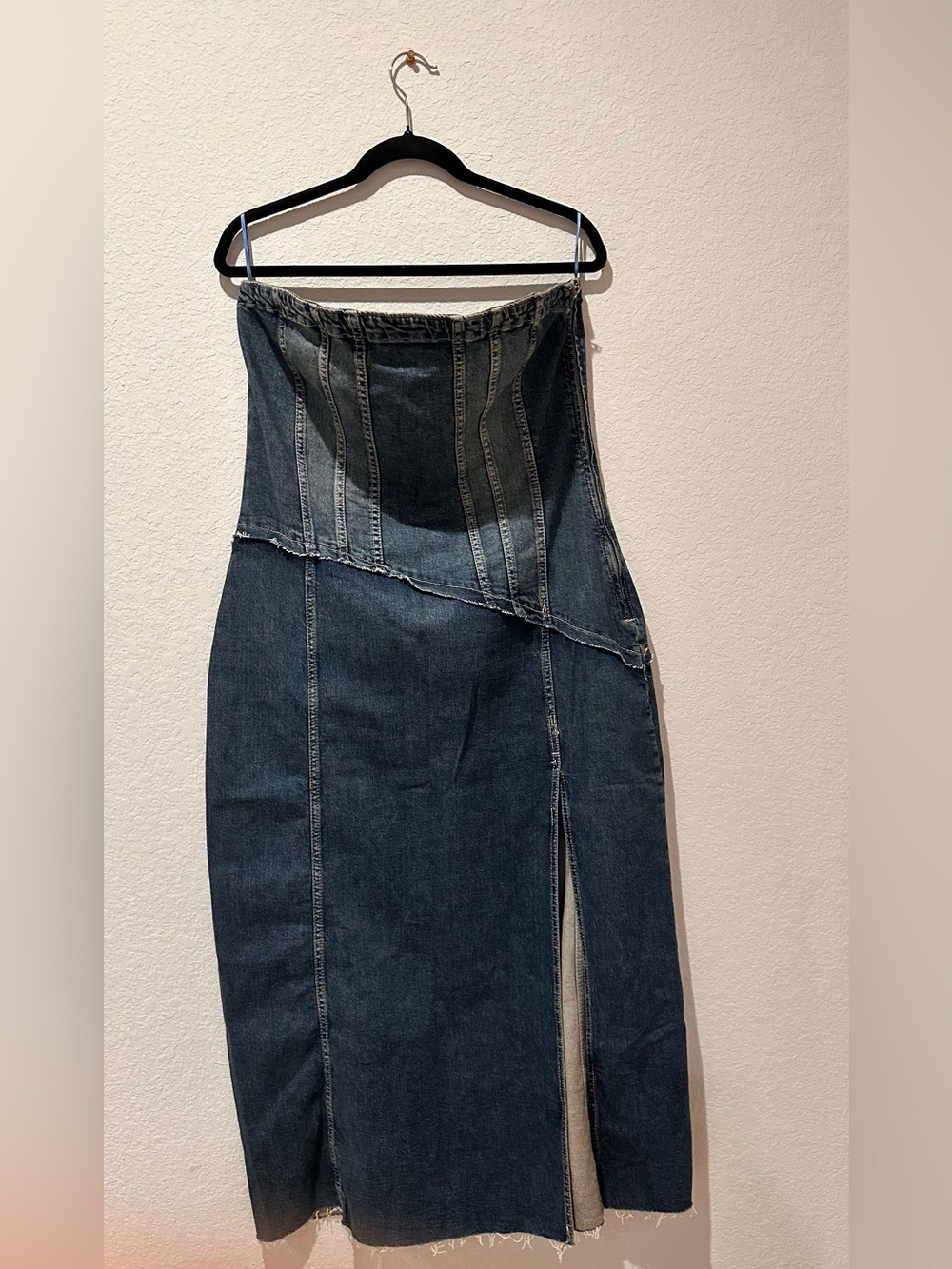 Zara Strapless Dark Blue Denim Dress